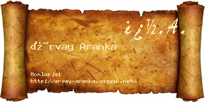 Árvay Aranka névjegykártya