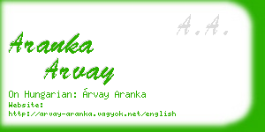 aranka arvay business card