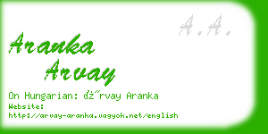 aranka arvay business card